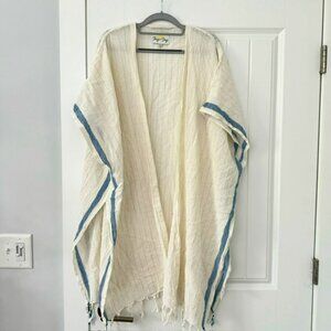 O/S Cotton Gauze Boho Open Front Cover Up Duster